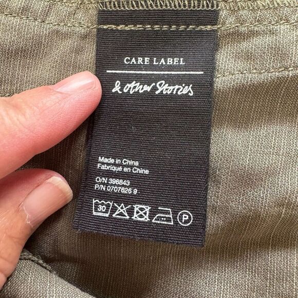 Stockholm Atelier & Other Stories Army Green Button Down Sz 6 Belted Dress - Picture 8 of 14